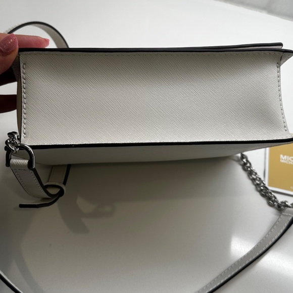 Michael Kors Jet Set Large Fulflap Chain Saffiano Leather Crossbody Bag White - Picture 9 of 9